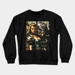 Girl with Power Armor Vintage Nuclear Poster Crewneck Sweatshirt